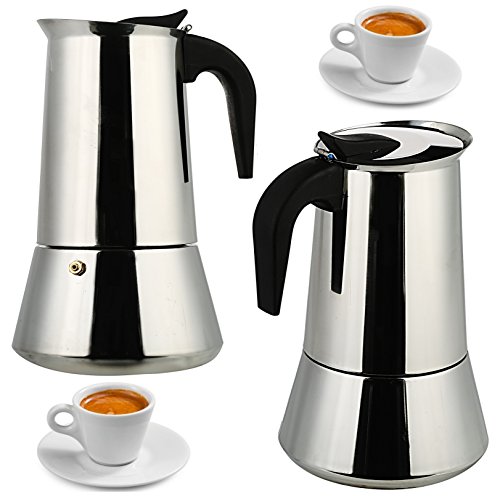 Espressokocher Edelstahl Espressobereiter Mokkakocher für 12 Tassen Induktion Espressomaschine für Gas/ Elektroherd und INDUKTION HERDE