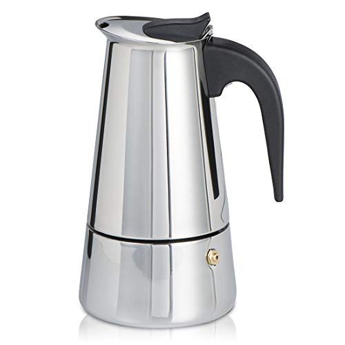 Espressokocher für Induktion Herd (Kaffeekocher für 5 Tassen (250 ml), Mokkakanne aus Edelstahl, Espresso Maker spülmaschinenfest)